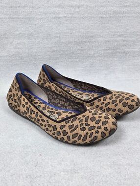 Rothy’s Round Toe Ballet Flats Spotted Cheetah Leopard Print Women’s 7 Brown